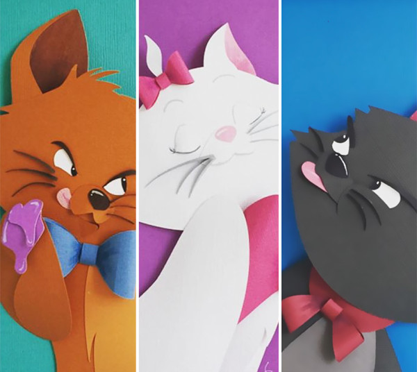 Jackie Huang Disney papercraft papercut aristogatos aristocats