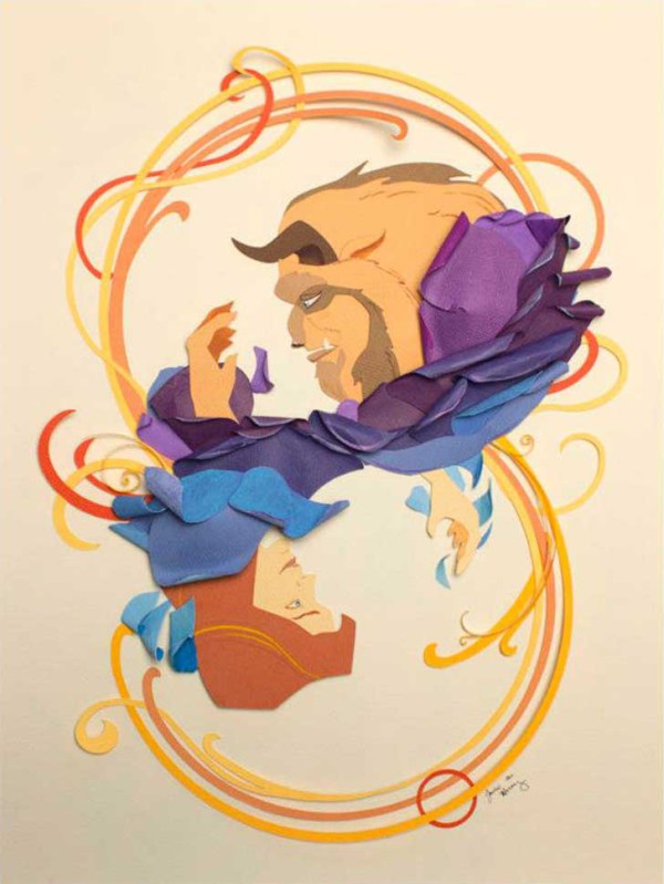 Jackie Huang Disney papercraft papercut bella bestia beauty beast
