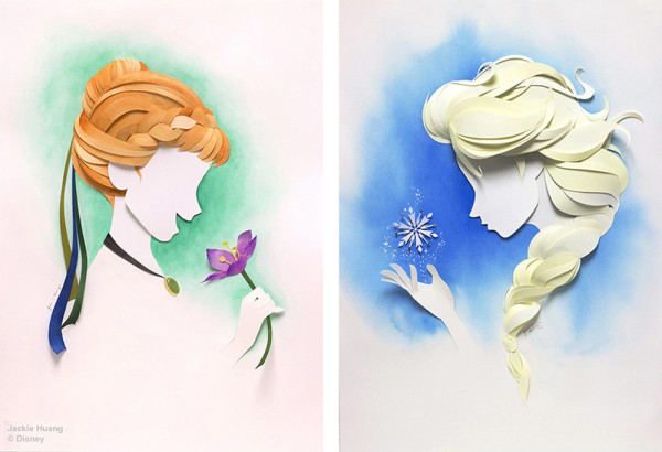 Jackie Huang Disney papercraft papercut frozen anna elsa