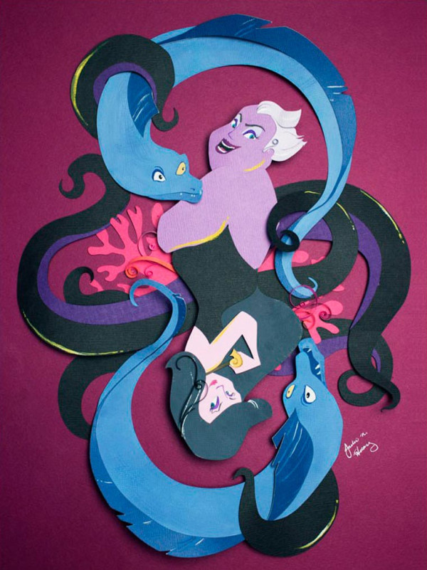 Jackie Huang Disney papercraft papercut sirenita ursula