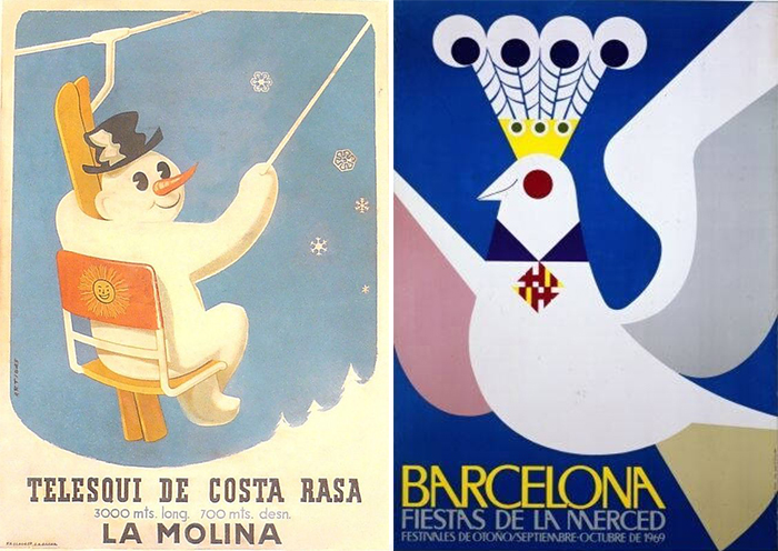 Carteles de Josep Artigas para las Fiestas de la Merced Barcelona y el Telesquí de Costa Rasa