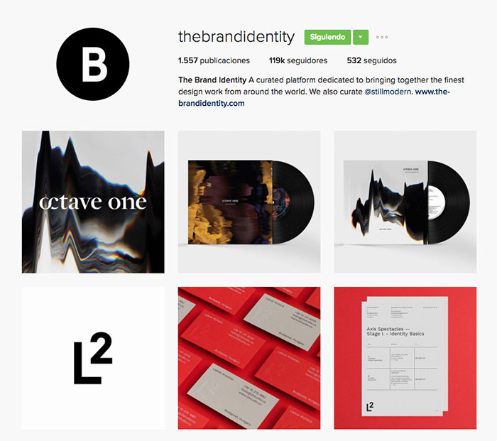 Cuenta de instagram con inspiración para logotipos y marcas