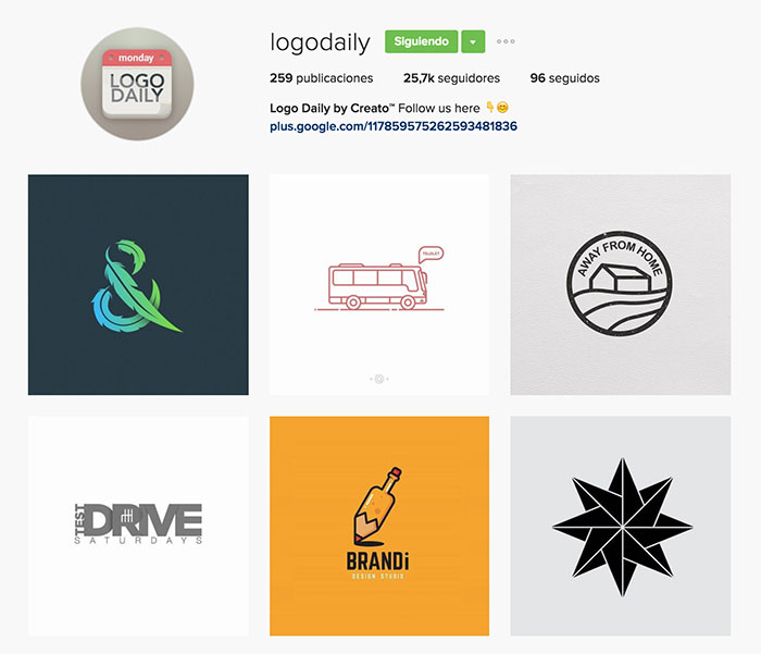 Cuenta de instagram con inspiración para logotipos y marcas