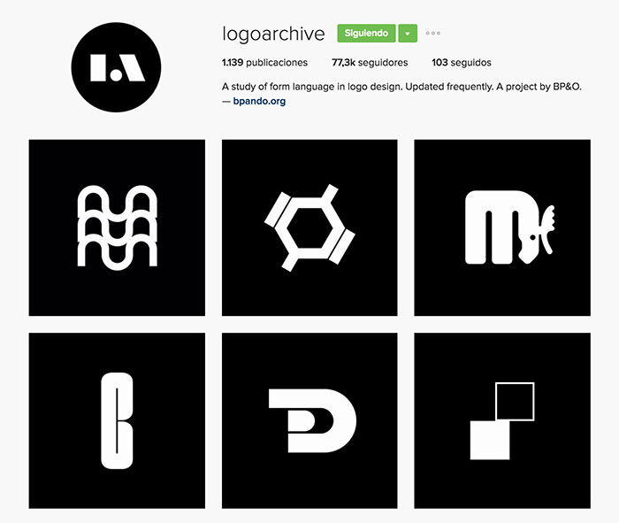 Cuenta de instagram con inspiración para logotipos y marcas