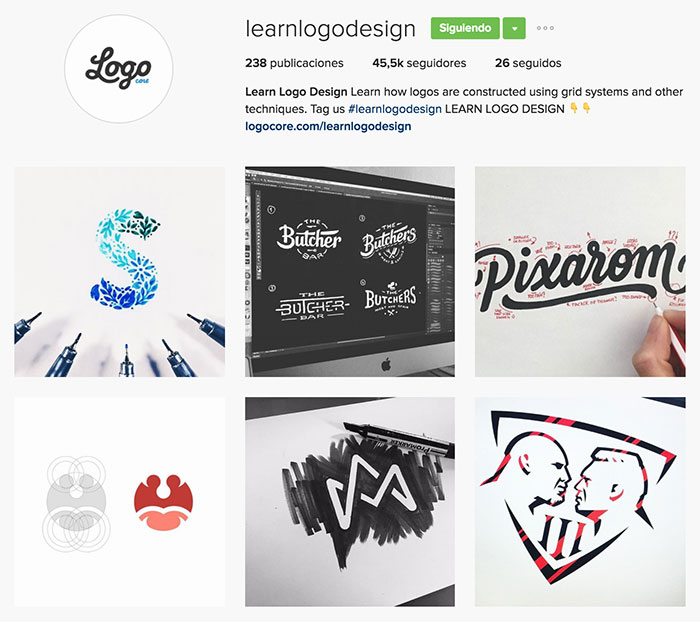 Cuenta de instagram con inspiración para logotipos y marcas
