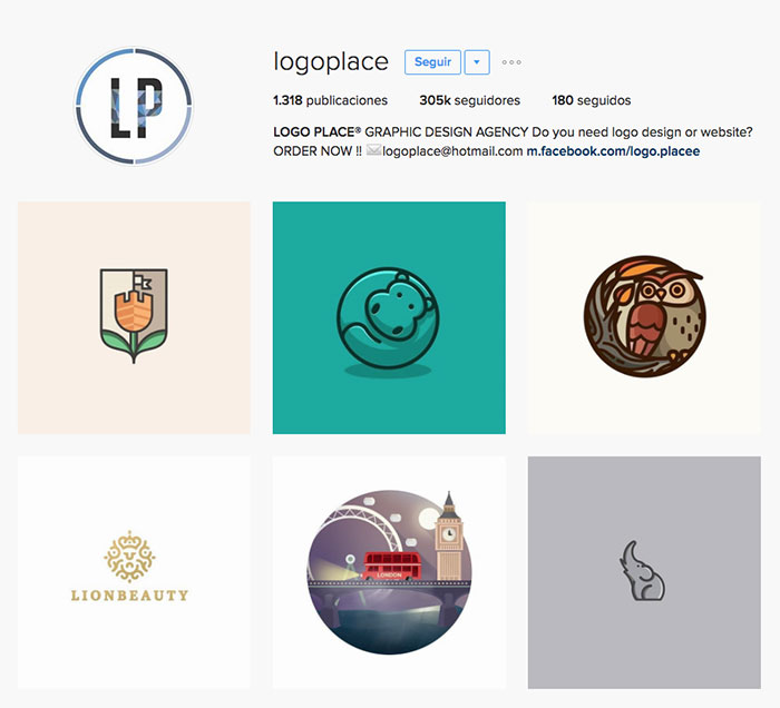 Cuenta de instagram con inspiración para logotipos y marcas