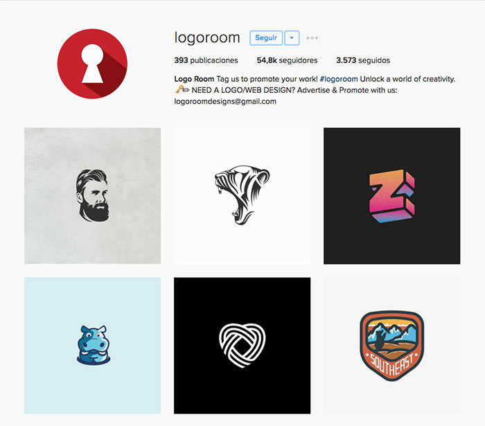 Cuenta de instagram con inspiración para logotipos y marcas