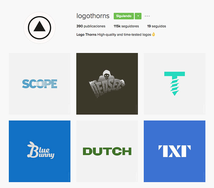 Cuenta de instagram con inspiración para logotipos y marcas