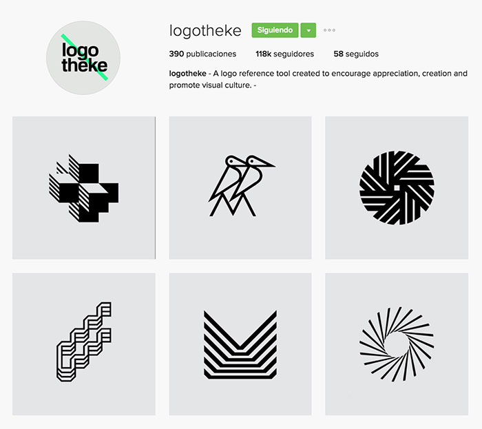 Cuenta de instagram con inspiración para logotipos y marcas