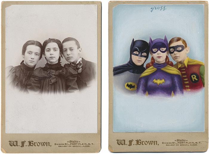Alex Gross obras foto antigua Batman Batgirl Robin